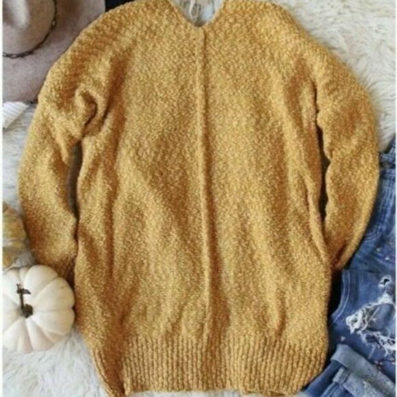 New Nubby Mustard Blanket Cardigan Boho Sweater - Picture 4 of 5